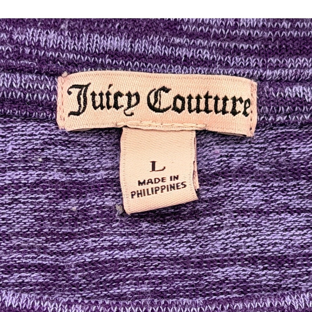 Juicy Couture‎ Sweater Sz L Purple Dye Cutout Lightweight Long Sleeve Top - Picture 3 of 9